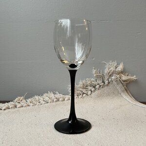 Black Stem Wine Glass by Luminarc France 7.5" Tall